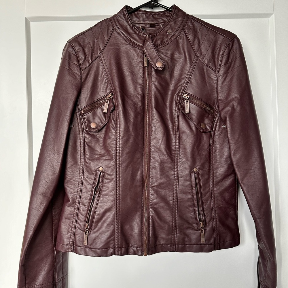 NEW faux, leather fitted jacket.